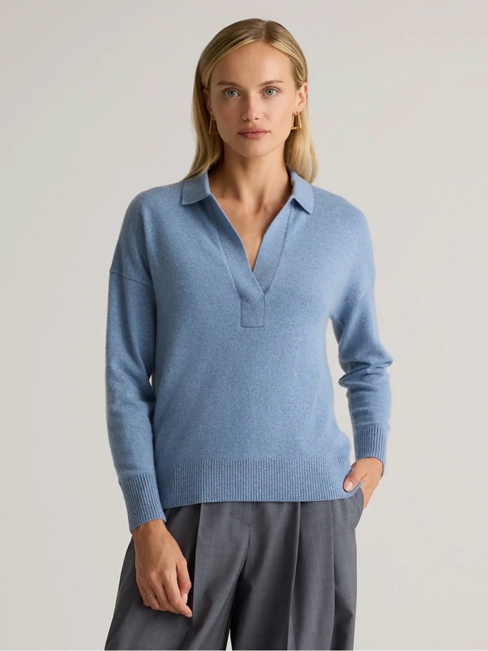Quince Mongolian Cashmere Polo Sweater